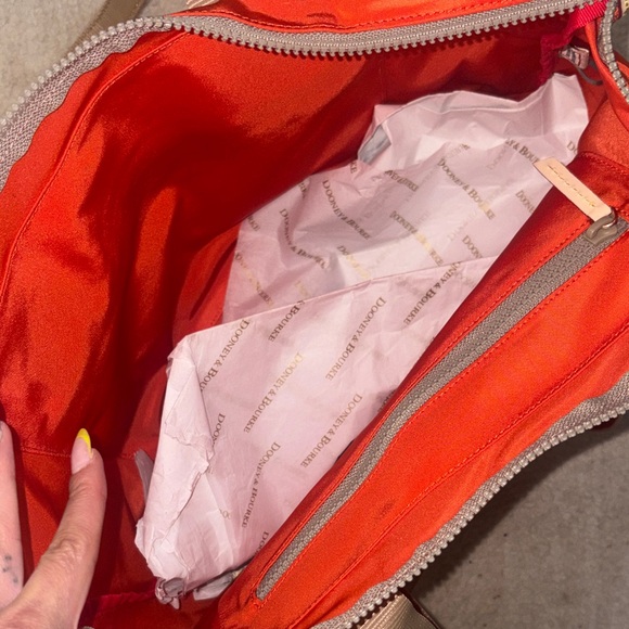Dooney & Bourke Bright Orange Nylon Tote with Tan Handles - Picture 5 of 5